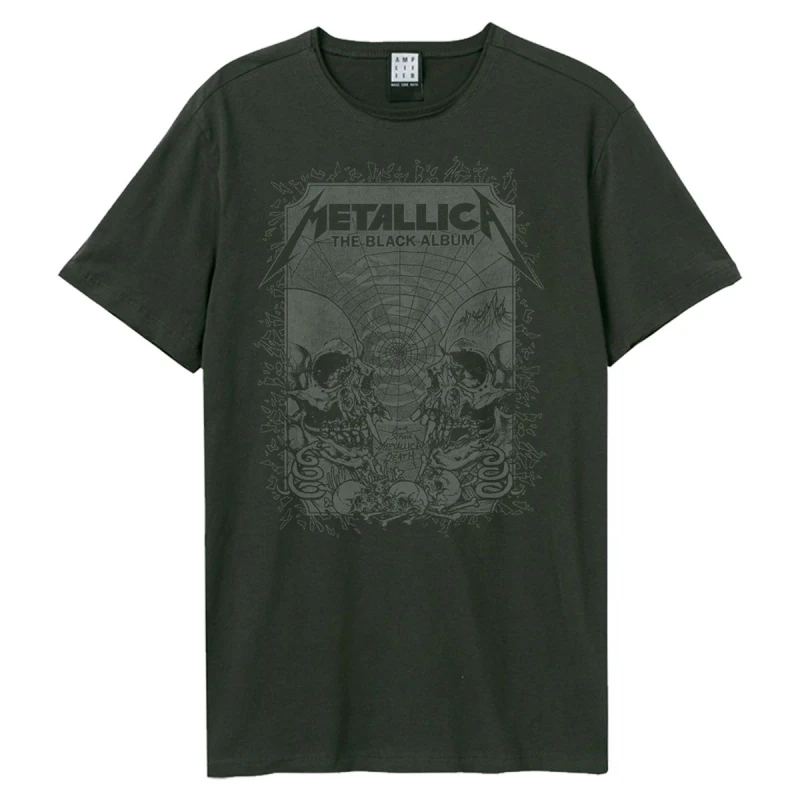 Image of Amplified Amplified Men The Black Album Metallica T-Shirt in Charcoal Size: X-Small Charcoal XS Male 5063750876542