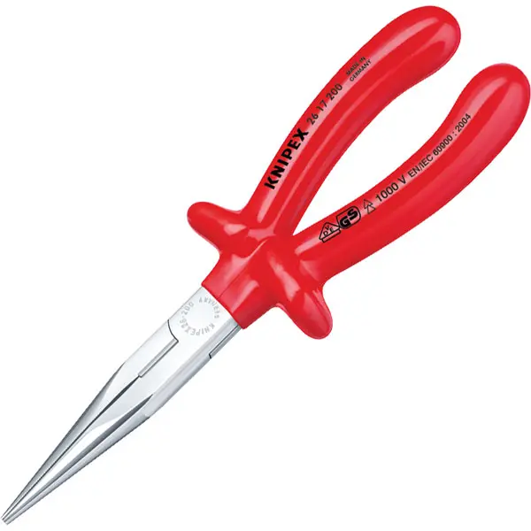 Image of Knipex 26 27 200 Curved Snipe Nose Side Cutting Pliers (Stork Beak...
