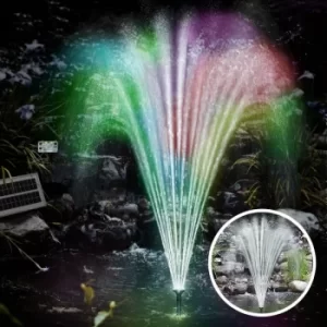 Image of Monzana Solar Fountain Pump LED Multicolour 4 Attachments Auto Timer Battery Panel Aluminum Frame Pond Garden Bird Bath Multicolour LEDs