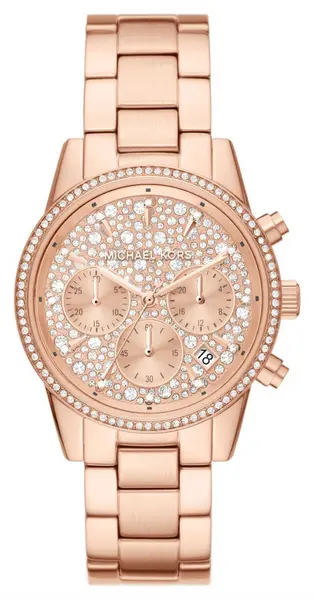 Image of Michael Kors MK7302 Ritz Crystal Chronograph Dial Rose Watch