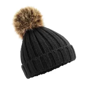 Image of Beechfield Childrens/Kids Pom Pom Chunky Beanie (One Size) (Black)