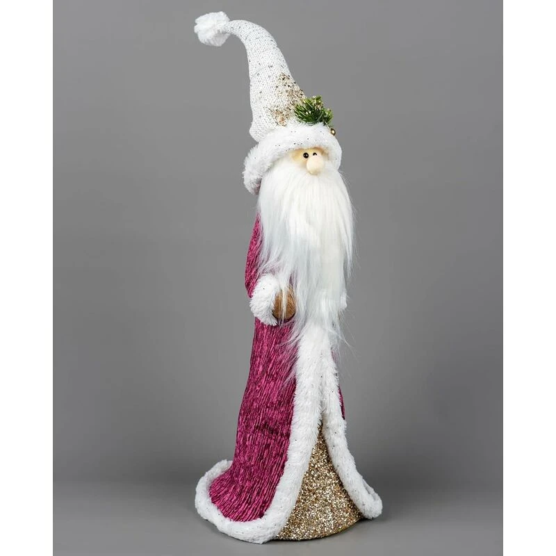 Image of Shatchi 76cm Santa Burgundy / Gold - Christmas Figurine Pink