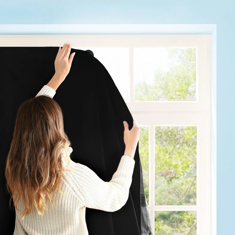 Image of Aycorn 130 x 200cm Temporary Blackout Curtains - Black Black