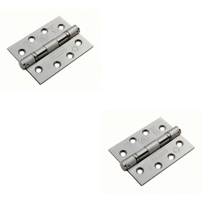 Image of Loops 2x PAIR 102 x 76 x 3mm Ball Bearing Hinge Satin Stainless Steel Interior Door Metallics