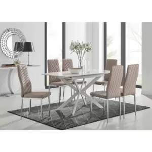 Image of Lira 120 Extending Dining Table and 6 Cappuccino Milan Chairs - Cappuccino
