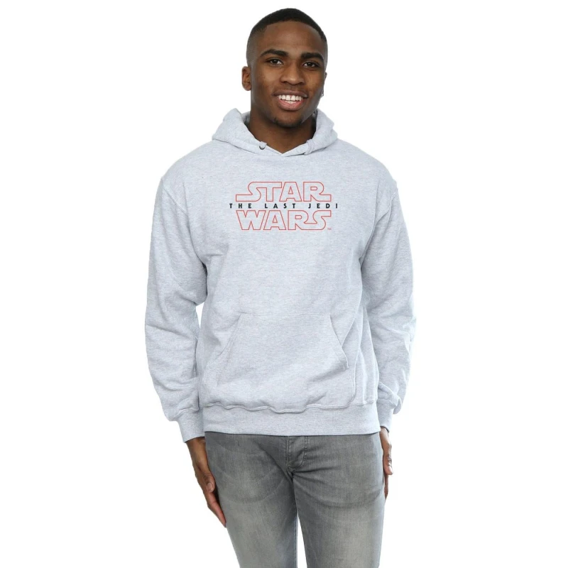 Image of Star Wars Star Wars Men The Last Jedi Logo Hoodie in Grey Size: Small Grey S Male 5057245487764