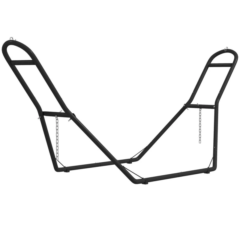 Image of OUTSUNNY 9ft Hammock Stand Adjustable with Non-Slip Feet, 250 kg Capacity in Black Unisex