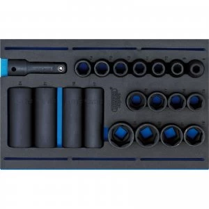 Image of Draper 20 Piece 1/2" Drive Impact Socket Set In Eva Insert Tray 1/2"
