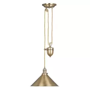 Image of 1 Bulb Ceiling Pendant Light Fitting Aged Brass Finish LED E27 100W Bulb