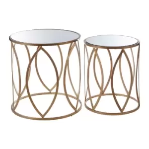 Image of Interiors by PH Set Of 2 Gold Finish Glass Nested Tables