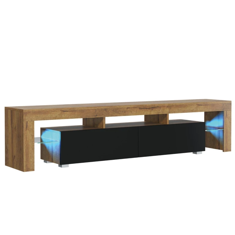Image of Mex Furniture LTD TV Unit with LED Lighting& Matt Finish / 200cm in Brown Brown Unisex