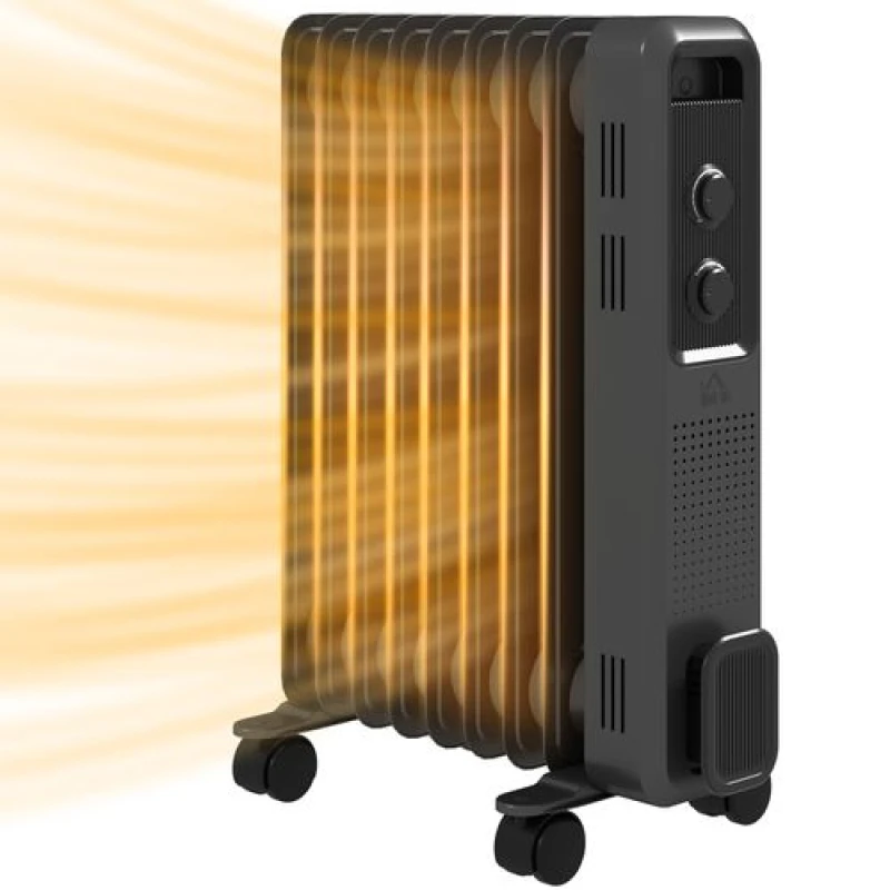 Image of HOMCOM Oil Filled Radiator Portable Space Heater W/ 7 Fin, 3 Heat Settings Grey unisex