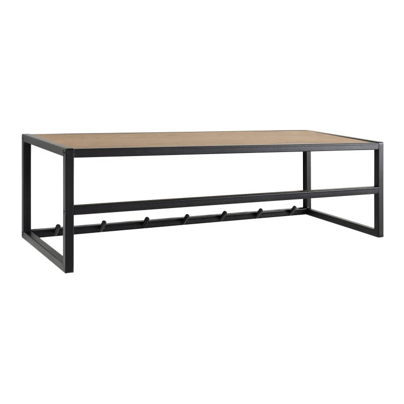 Image of Furniture To Go Seaford Black Metal Coat Rack With Oak Top