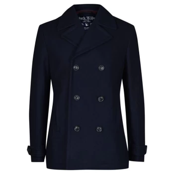 Image of Jack Wills Bickmoor Wool Blend Pea Coat - Navy