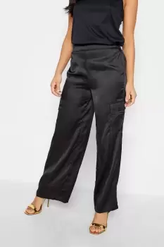 Image of Petite Satin Cargo Trousers