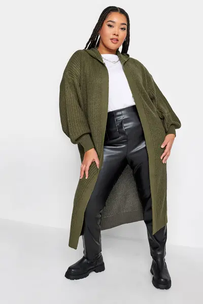 Image of Yours Long Sleeve Hooded Cardigan Green