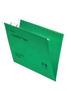 Image of Rexel Crystalfile Flexifile Foolscap Manilla Suspension File V-Base Green - 1 x Pack of 50 Suspension Files