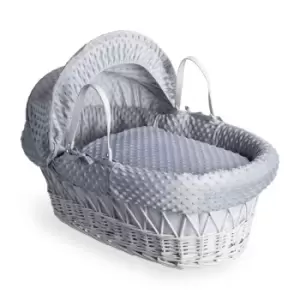 Image of Clair de Lune Dimple White Wicker Moses Basket - Grey
