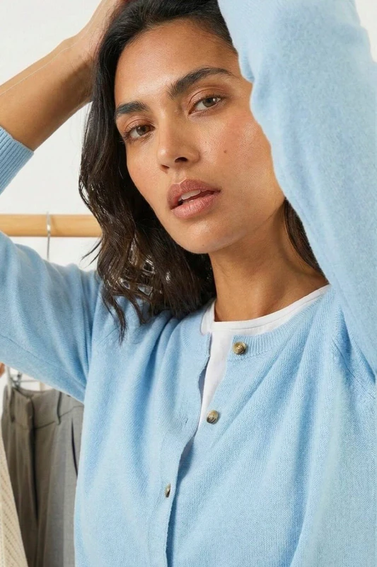 Image of Roman Womens Petite Buttoned Cardigan in Blue Size: 18 Blue Female 18