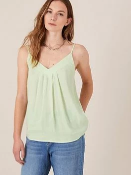Image of Monsoon Monsoon Pleat Front V Neck Cami - Green Size M Women