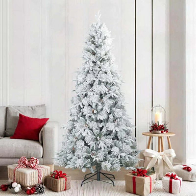Image of Vidaxl Artificial Hinged Christmas Tree Snow Flocked White 210 Cm