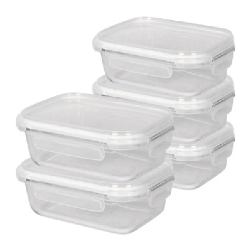 Image of Harbour Housewares 640Ml Glass Food Storage Containers With White Lids - Reusable Airtight Meal Prep Tubs Microwave And Freezer Safe - Pack Of 5