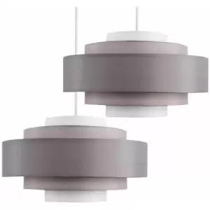 Image of 2 x 5 Tier Ceiling Pendant Light Shades In 3 Tone Grey