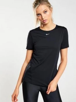 Image of Nike Training Pro Short Sleeve T-Shirt - Black, Size L, Women