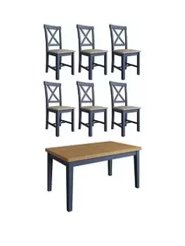 Image of K-Interiors Fontana Ext Table 1.6M And 6 Chairs - Blue