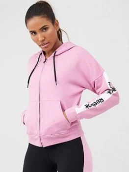 Image of Reebok Training Essentials Linear Logo Full Zip Hoodie - Pink