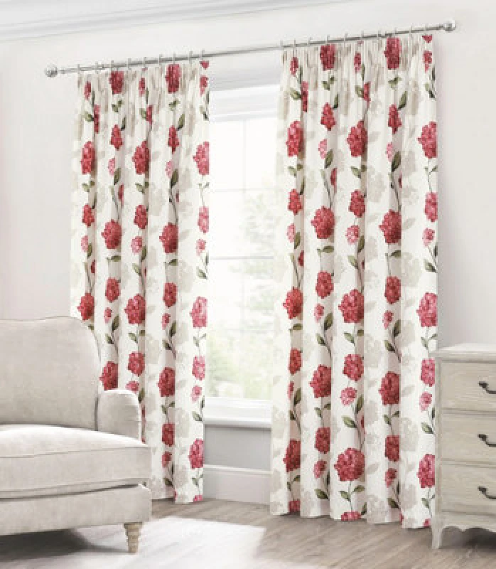 Image of Velosso Floral Cotton Curtains, Header Tape Top Window Treatments, Botanical Print, Machine Washable, Breathable Soft Texture - Multi