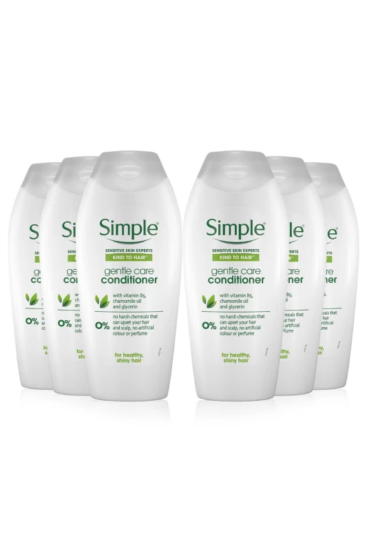 Image of Simple Kind to Hair Gentle Care 'Conditioner' with Vitamin B5, 6 x 400ml White female