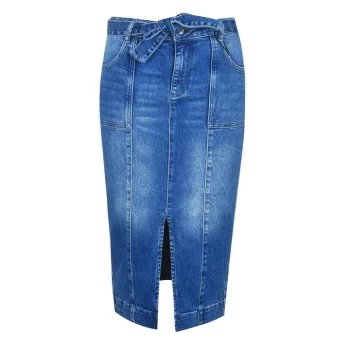 Image of Biba Denim Tie Skirt - Blue