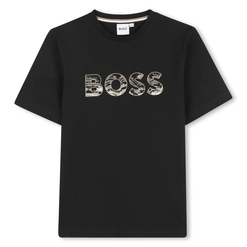 Image of Boss Kids Print Regular Fit T-Shirt Black male 10Y