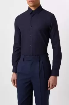 Image of Navy Long Sleeve Skinny Poplin Shirt