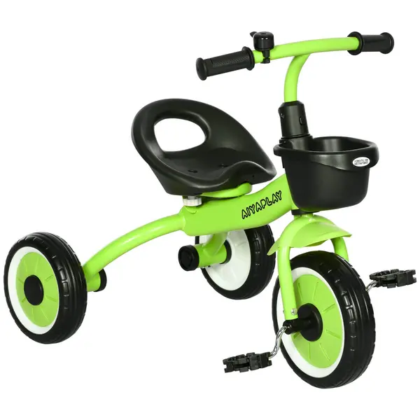 Image of AIYAPLAY Kids Trike, Tricycle with Adjustable Seat Basket, for Ages 2-5 Years Green