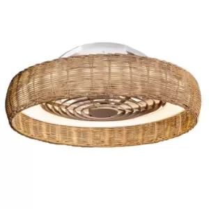 Image of Kilimanjaro LED Dimmable Ceiling Light & 35W DC Fan, Remote Control, Beige Rattan