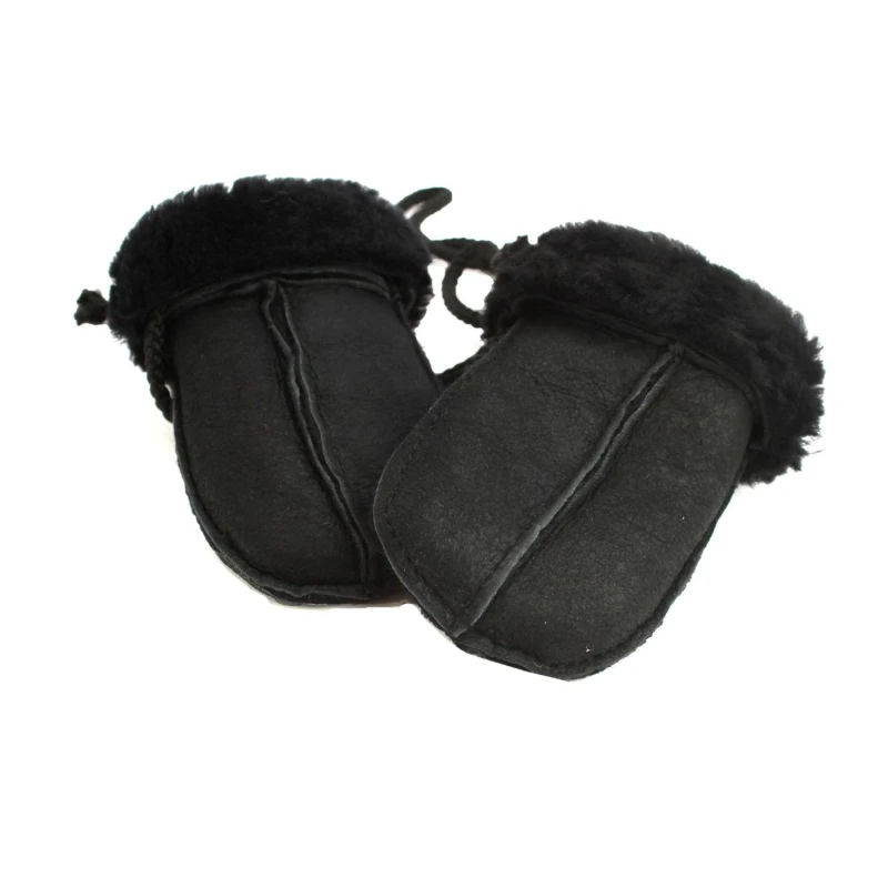 Image of Eastern Counties Leather Corded Sheepskin Mittens in Black Unisex One Size