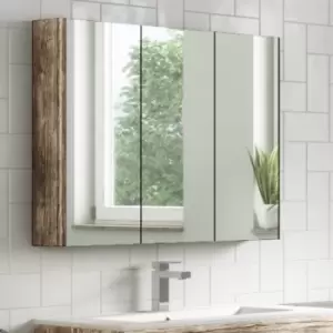 Image of Wood Effect Mirrored Wall Bathroom Cabinet 800 x 650mm - Ashford
