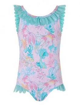 Image of Monsoon Baby Girls Dinah Shimmer Swimsuit - Pale Pink, Size 18-24 Months