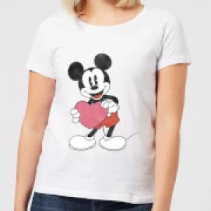 Image of Disney Mickey Mouse Heart Gift Womens T-Shirt - White - S