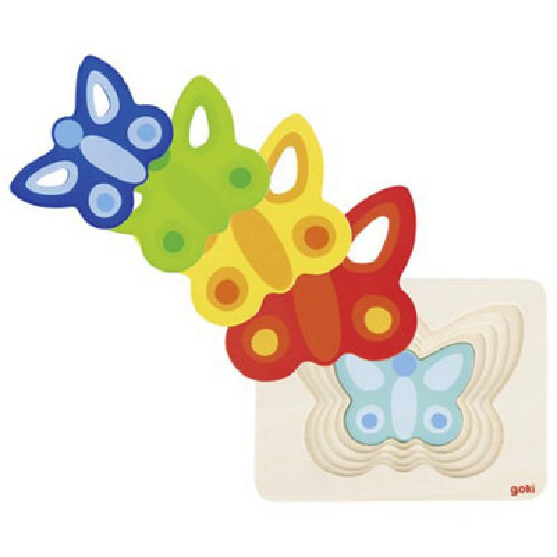Image of Goki Wooden Butterfly Puzzle Stacking Game