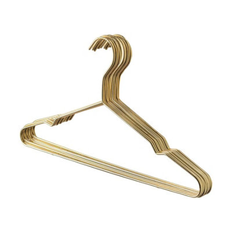 Image of Harbour Housewares Metal Coat Hangers - Gold - Pack Of 10