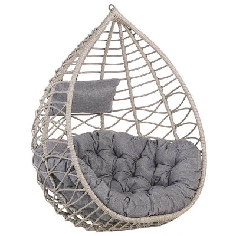 Image of Beliani Hanging Chair Arsita Pe Rattan Grey