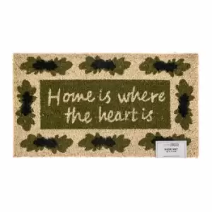 Image of Home Is Where The Heart Is Coir Doormat - Green - Homescapes