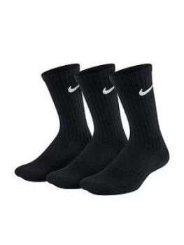 Image of Boys, Nike Childrens 3 Pack Performance Socks - Black/White Size M 5-8