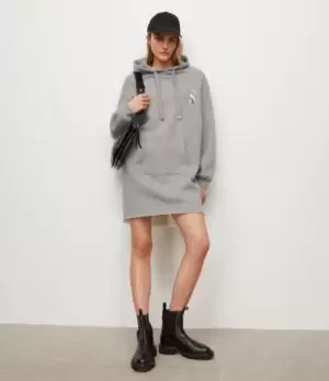 Image of AllSaints Womens Ena Lila Dress, Grey Marl, Size: L