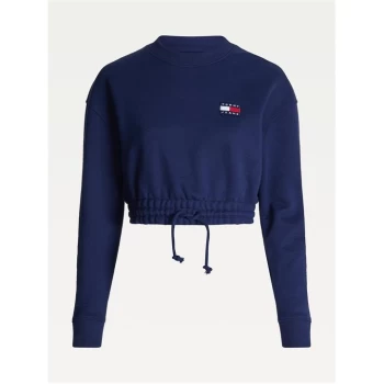 Image of Tommy Jeans Tjw Super Cropped Badge Crew - TWLGHT NAVY C87
