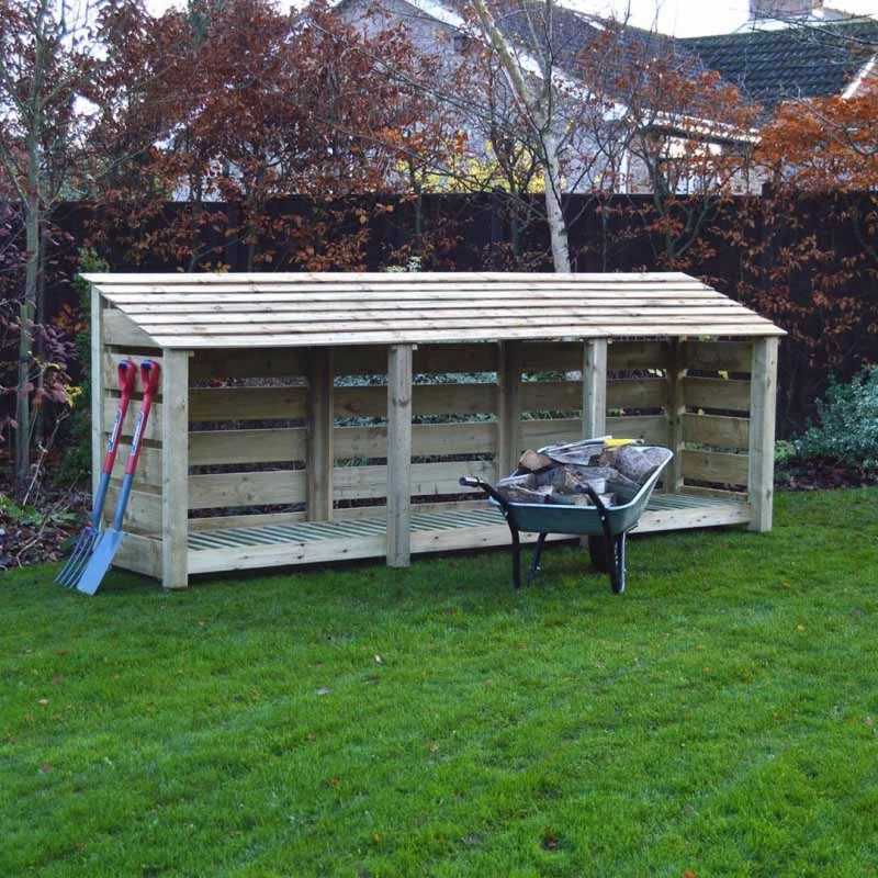 Image of Rutland County Garden Furniture Ltd Empingham 4ft Log Store - L80 x W340 x H128cm - Light Green Light Green Unisex