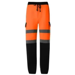 Image of Yoko Mens Hi-Vis Jogging Bottoms (M) (Orange/Navy)